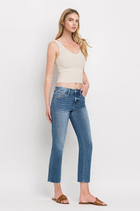 Mid Rise Crop Slim Straight Jeans