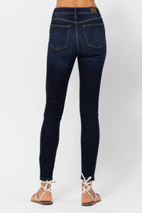 Judy Blue Hand Sanded Dark Blue Denim Skinny Jeans