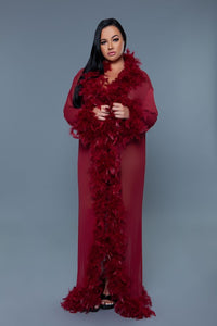 BE WICKED Glamour Boa Feather Trim Robe