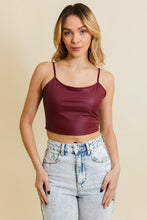 Load image into Gallery viewer, Leto Strappy Vegan Leather Cropped Cami Top
