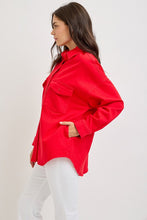 Ladda upp bild till gallerivisning, RISEN Button Down Long Sleeve Red Denim Shacket
