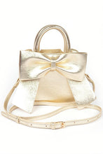 Carregar imagem no visualizador da galeria, LYB Exclusive Holiday Metallic Bow Tie Top Handle Crossbody Bag
