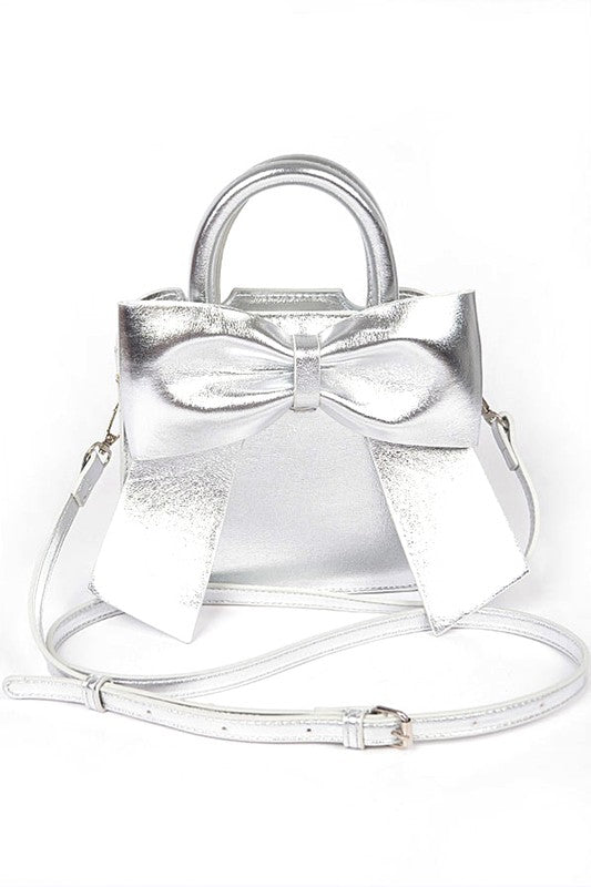 LYB Exclusive Holiday Metallic Bow Tie Top Handle Crossbody Bag