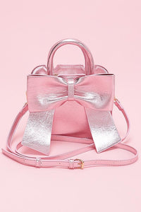 LYB Exclusive Holiday Metallic Bow Tie Top Handle Crossbody Bag