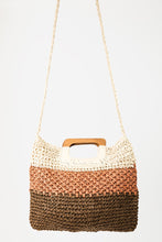 Cargar imagen en el visor de la galería, Fame Color Block Double-Use Braided Tote Bag
