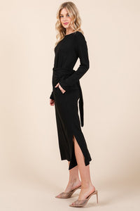 Orange Farm Clothing Black Waist Wrap Dress