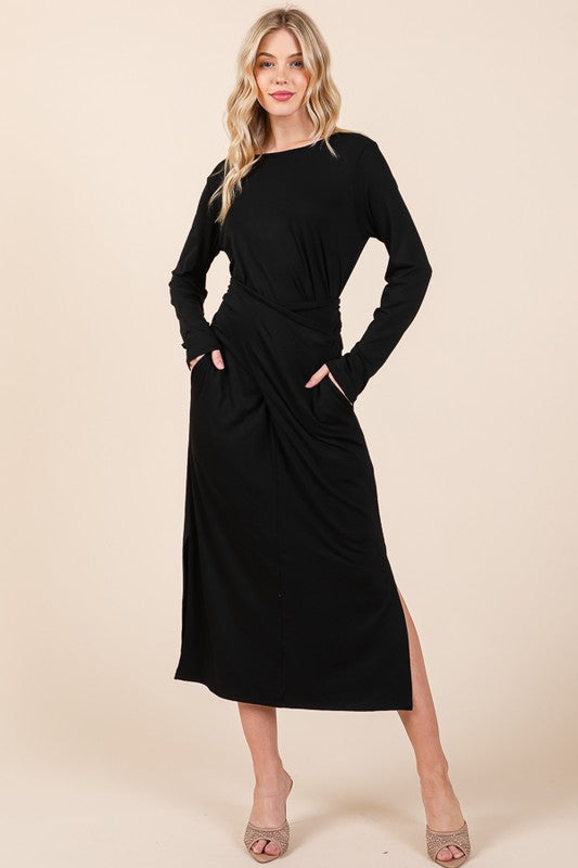 Orange Farm Clothing Black Waist Wrap Dress