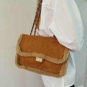 Ellison and Young Luxe Plush Deluxe Chain Shoulder Bag