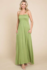 Culture Code Green Smocked Cami Maxi Dress