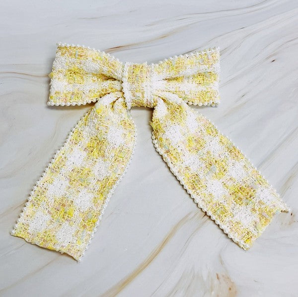 Ellison and Young Soft Tweed Bow Hair Clip