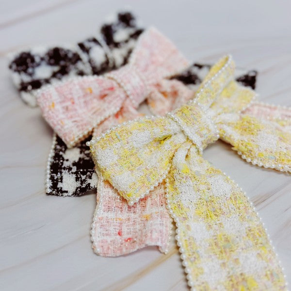 Ellison & Young Soft Tweed Bow Hair Clip