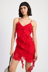 Emory Park Asymmetrical Ruffle Mini Dress