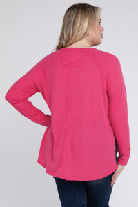 Zenana Plus Size Melange Baby Waffle Long Sleeve Top