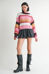 Emory Park Striped Cable Knit Sweater