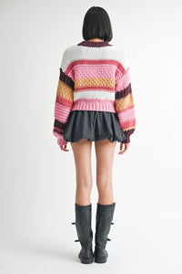 Emory Park Striped Cable Knit Sweater