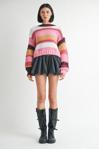 Emory Park Striped Cable Knit Sweater