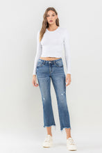 Load image into Gallery viewer, Lovervet Mid Rise Distressed Chewed Frayed Raw Hem Blue Denim Jeans
