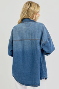 RISEN Snap Down Dark Blue Denim Shacket