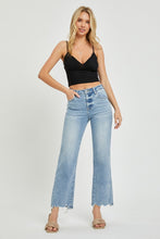 Cargar imagen en el visor de la galería, RISEN High Rise Raw Hem Blue Wash Denim Straight Leg Jeans
