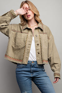 Sweet Generis Embroidered Washed Cotton Jacket