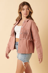 Mittoshop Pink Fringe Detail Cotton Twill Jacket