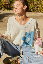 Load image into Gallery viewer, POL Distressed Floral Dropped Shoulder Knit Top
