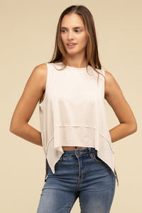 Zenana Asymmetrical Side Slit Sleeveless Top