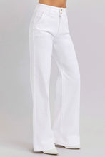 Cargar imagen en el visor de la galería, RISEN Tummy Control Double Button Wide Leg White Denim Jeans
