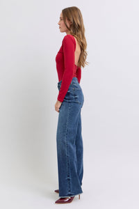 Judy Blue Raw Hem Mid Rise Blue Denim Jeans