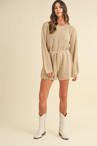 MABLE Taupe Relaxed Fit Knit Romper