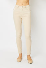 Load image into Gallery viewer, Judy Blue Tummy Control Garment Dyed Bone White Denim Skinny Jeans
