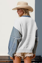 Cargar imagen en el visor de la galería, Double Take Star Knit Denim Contrast Top
