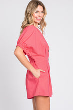 Cargar imagen en el visor de la galería, GeeGee Half Button V-Neck Linen Romper
