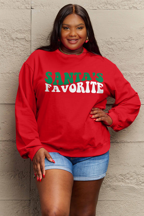 Simply Love SANTA'S FAVORITE Graphic Sweatshirt