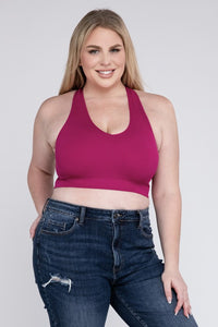 Zenana Plus Size Ribbed Cropped Racerback Tank Top