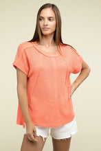 Load image into Gallery viewer, Zenana Brushed Waffle Exposed Seam Short Sleeve Top
