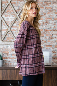 Heimish Mauve Plaid Long Sleeve Top