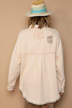 Load image into Gallery viewer, POL Button Down Raw Hem Distressed Shacket
