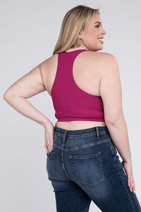 Zenana Plus Size Ribbed Cropped Racerback Tank Top