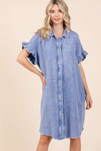 Carregar imagem no visualizador da galeria, Mittoshop Mineral Washed Cotton Gauze Mini Shirt Dress
