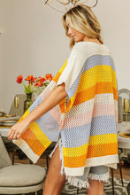 Carica l&#39;immagine nel visualizzatore di Gallery, BiBi Openwork Striped Open Front Knit Cardigan
