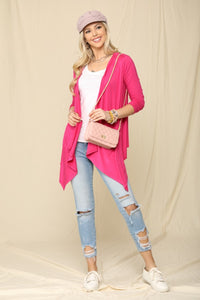 Celeste Fuchsia Open Front Knit Cardigan