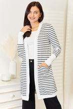 Ladda upp bild till gallerivisning, Double Take Striped Open Front Longline Cardigan
