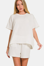 Cargar imagen en el visor de la galería, Zenana Rib Short Sleeve T-Shirt and Shorts Loungewear Set
