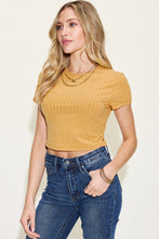 Carregar imagem no visualizador da galeria, Basic Bae Solid Color Short Sleeve Cropped Ribbed Knit T-Shirt
