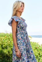 Load image into Gallery viewer, Davi &amp; Dani Vintage Garden Floral Flutter Sleeve Smocked Dress
