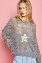 Load image into Gallery viewer, POL Star Patch Long Sleeve Netted Knit Top
