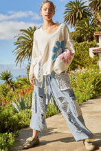 Ladda upp bild till gallerivisning, POL Distressed Floral Dropped Shoulder Knit Top
