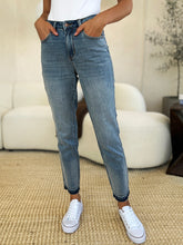 Load image into Gallery viewer, Judy Blue Mid Rise Release Hem Blue Denim Skinny Jeans
