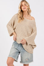 Ladda upp bild till gallerivisning, SAGE + FIG Distressed Asymmetrical Open Stitch Sweater
